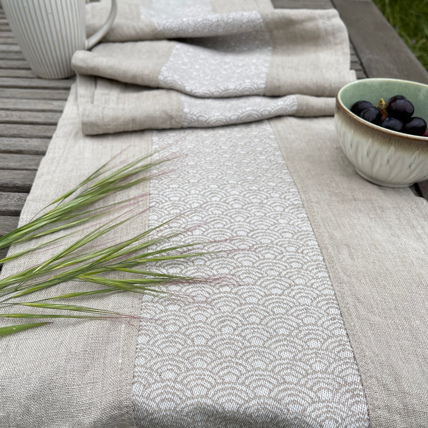Natural Flax Table Runner with Deco Detail