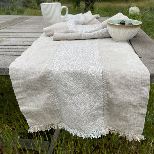 Natural Flax Table Runner with Deco Detail