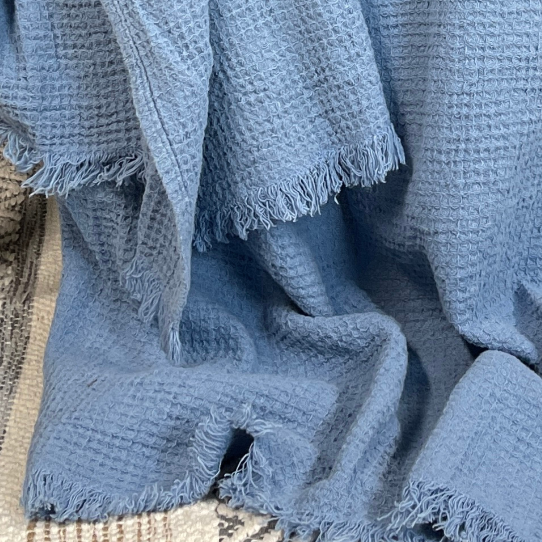 Blue Waffle 100% Flax Throw