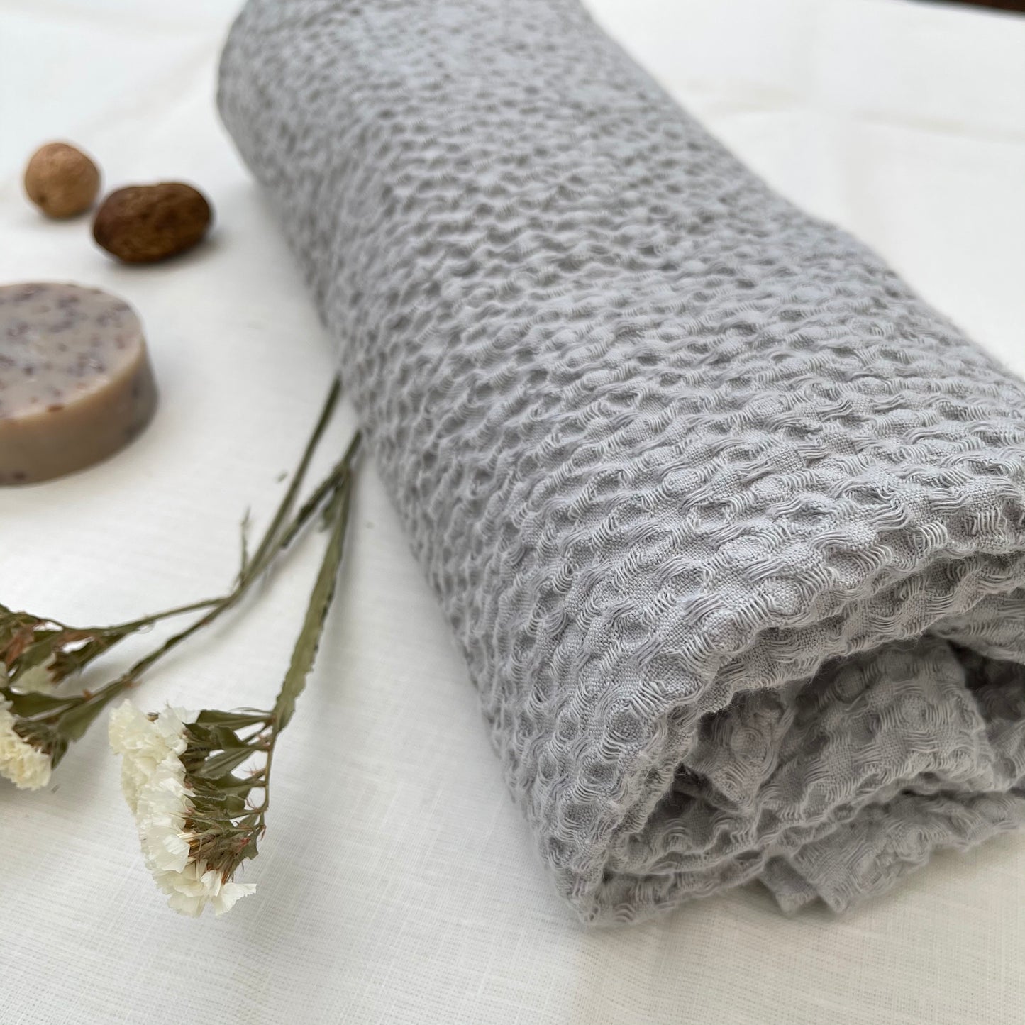 Waffle Bath Towel Silver Gray Color