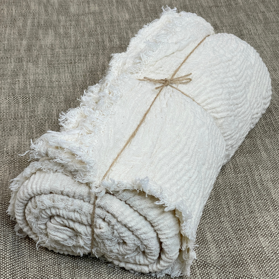 Ivory Flax Linen Throw
