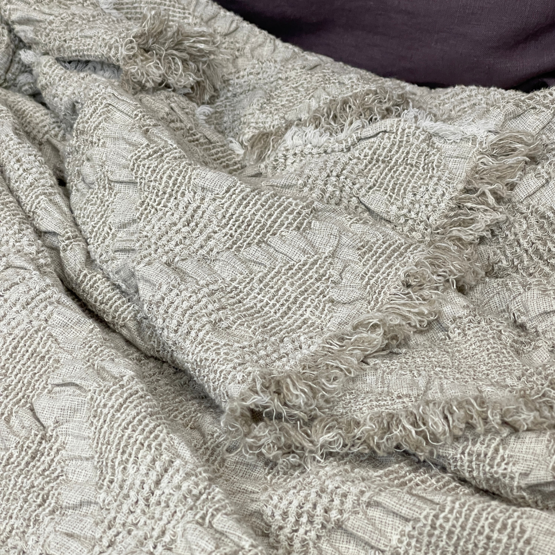 Undyed Waffle Linen Throw