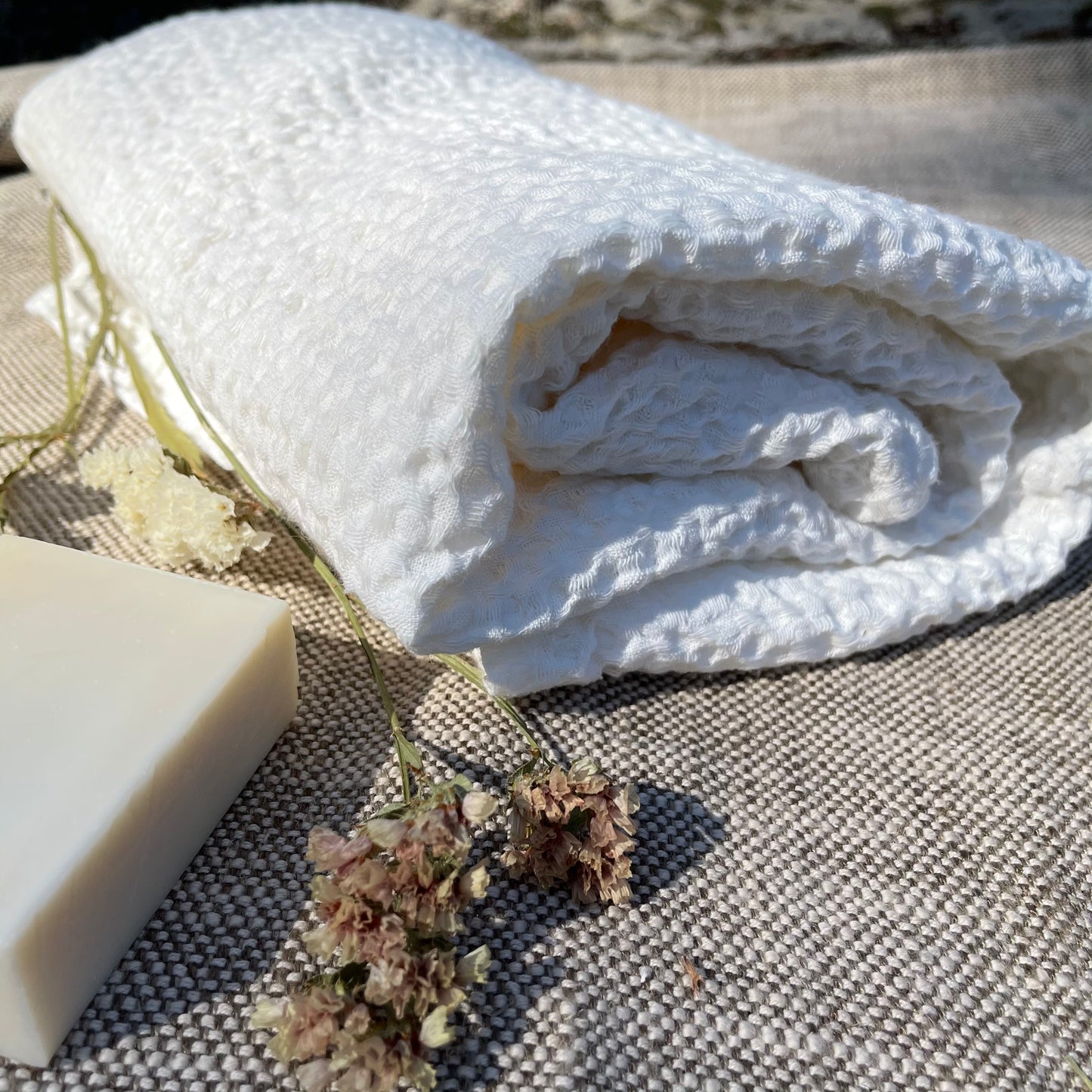 Warm White Waffle Bath Sheet/ XXL Towel
