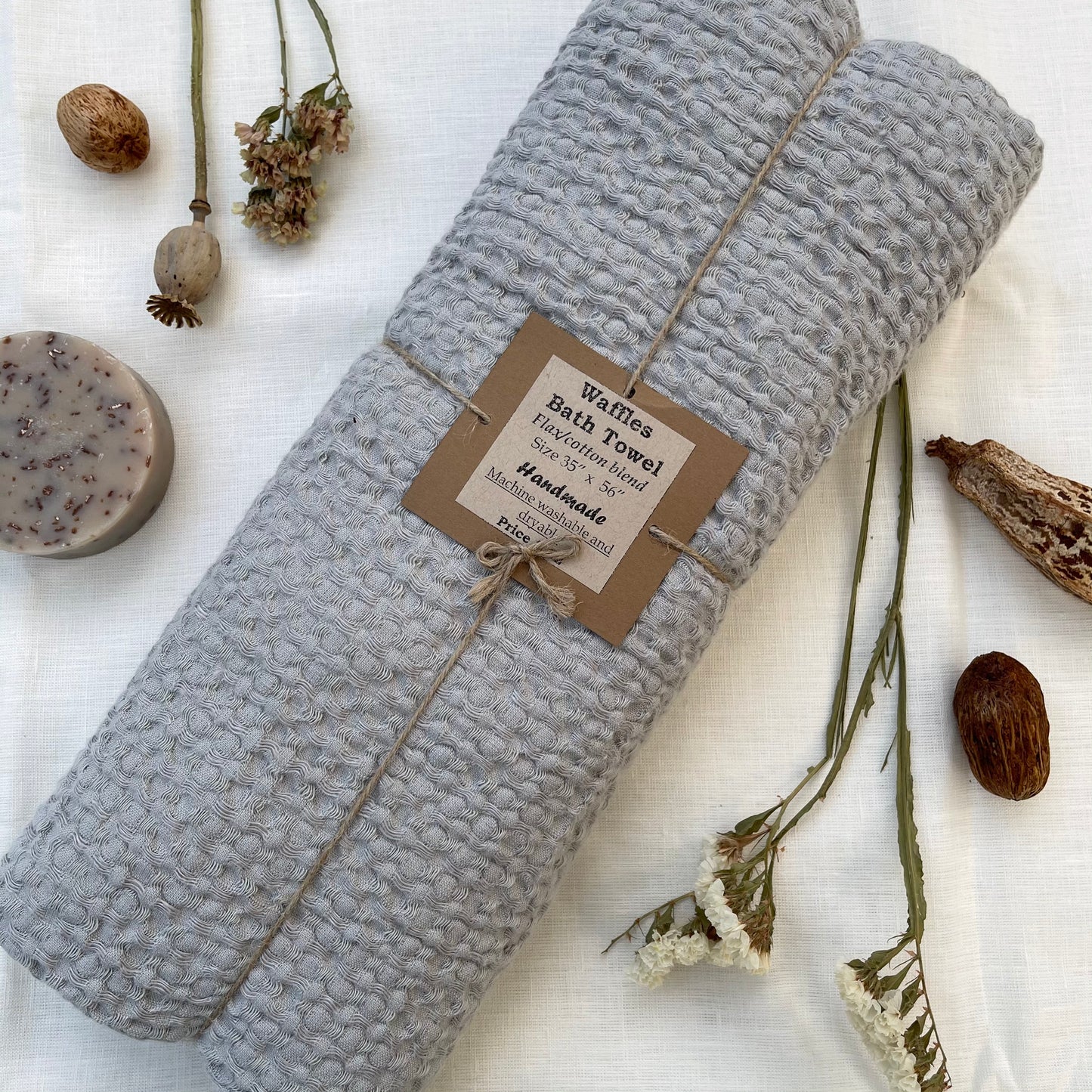 Waffle Bath Towel Silver Gray Color