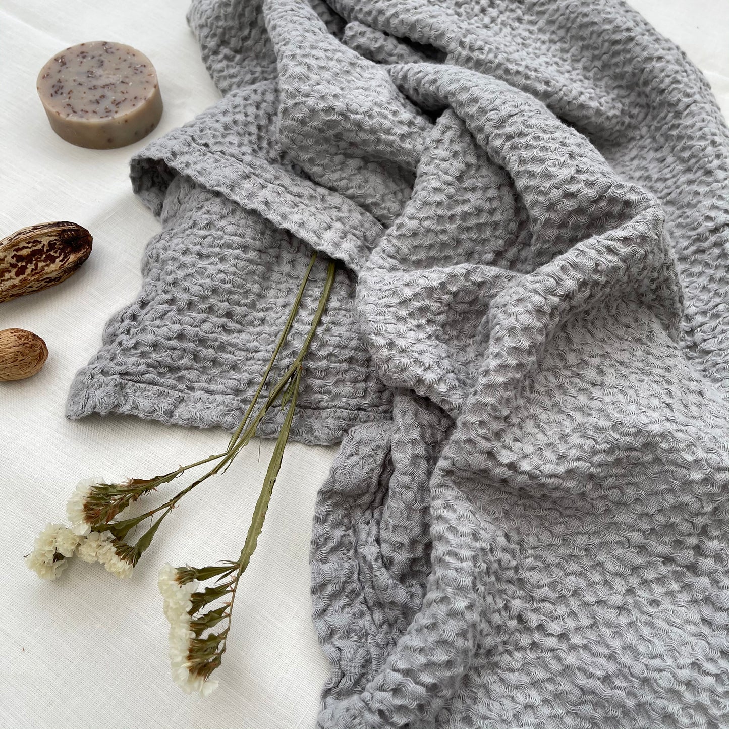 Waffle Bath Towel Silver Gray Color