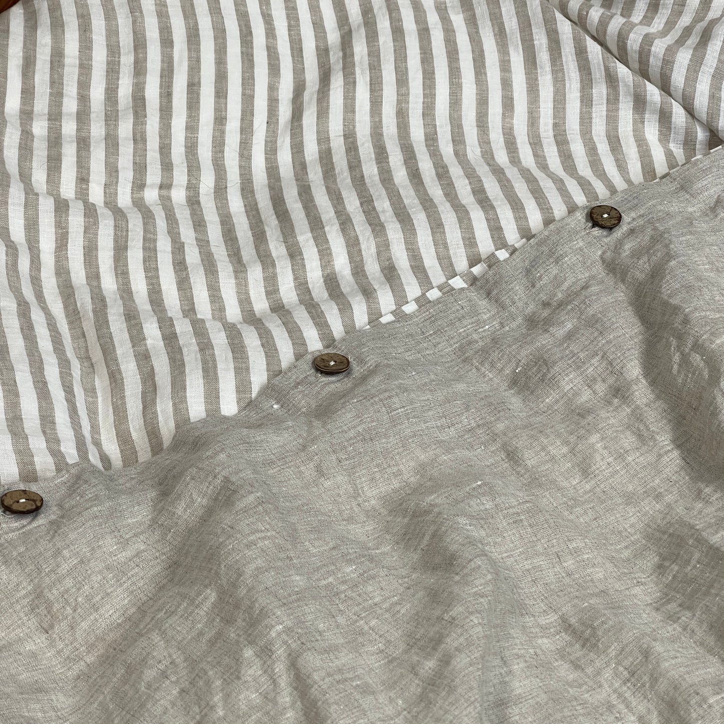 Stripe Greige Flax Duvet Cover