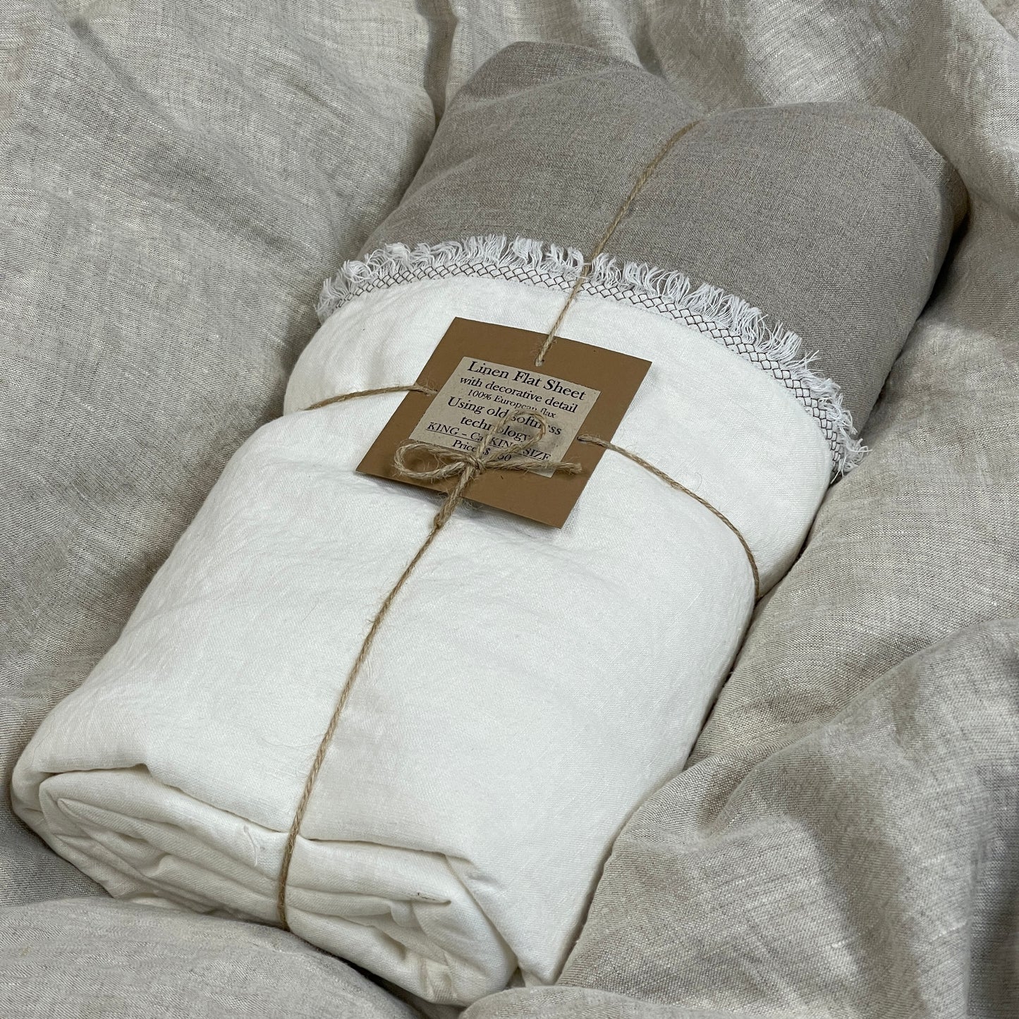 Off-white Greige Flat Sheet with decorative detail