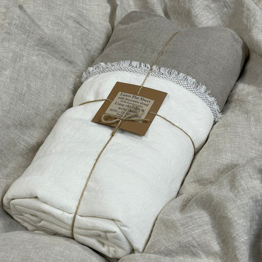 Off-white Greige Flat Sheet with decorative detail