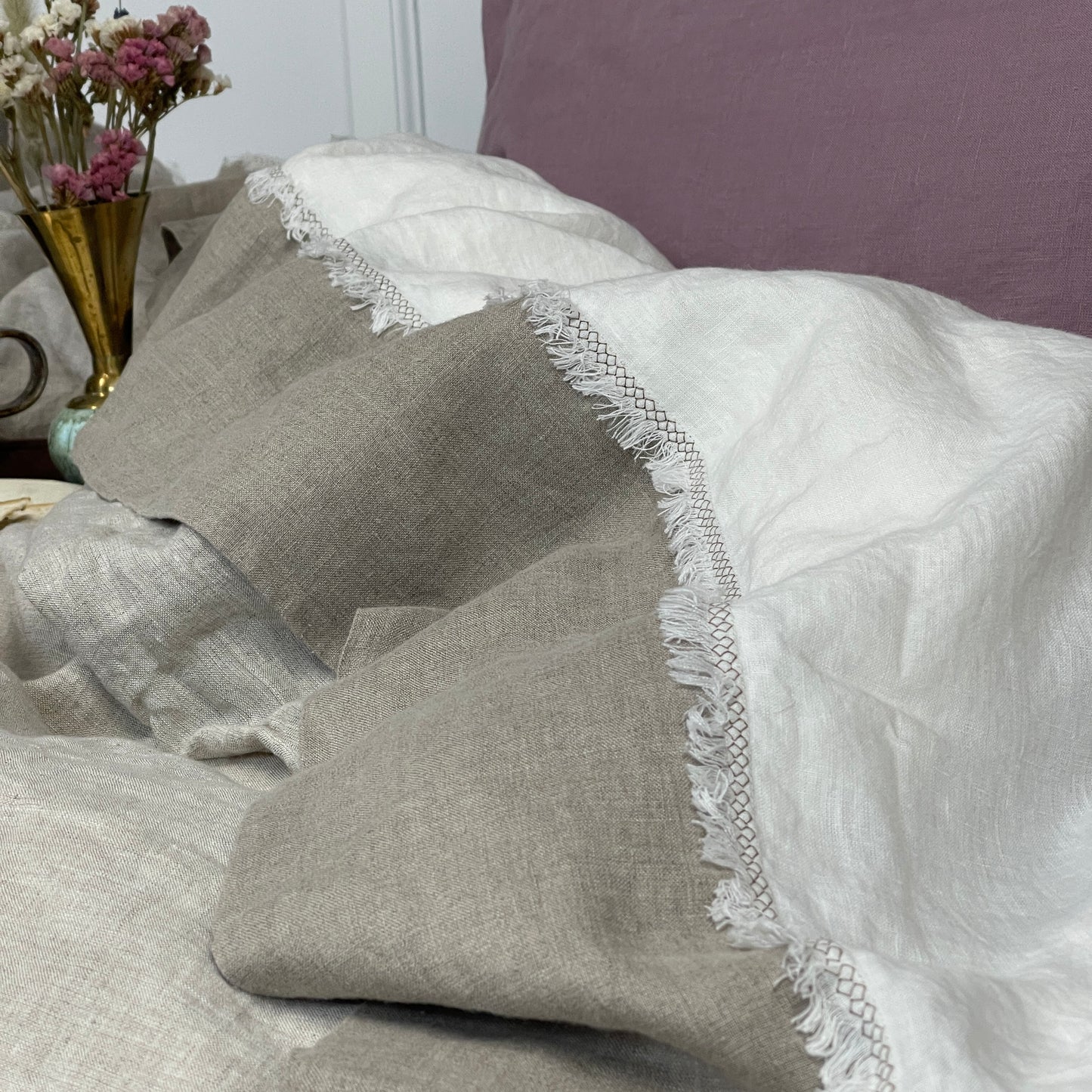 Off-white Greige Flat Sheet with decorative detail