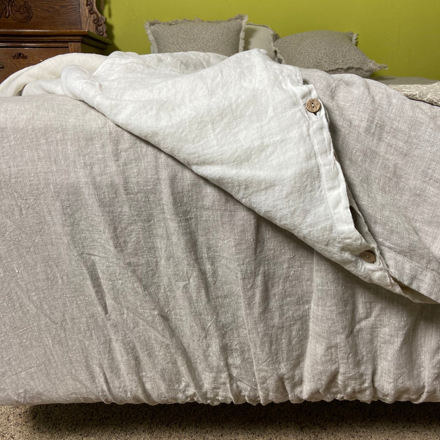Off-white Greige 100% Flax Duvet Cover
