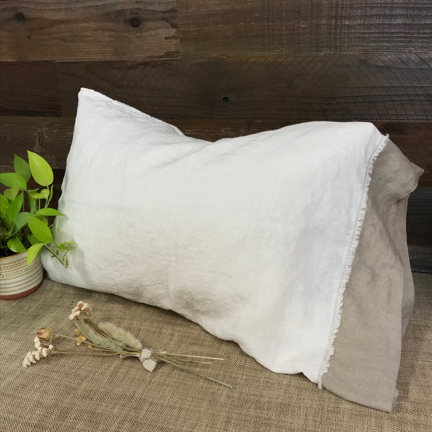 Bohemian Touch Off-white Flax Pillowcase