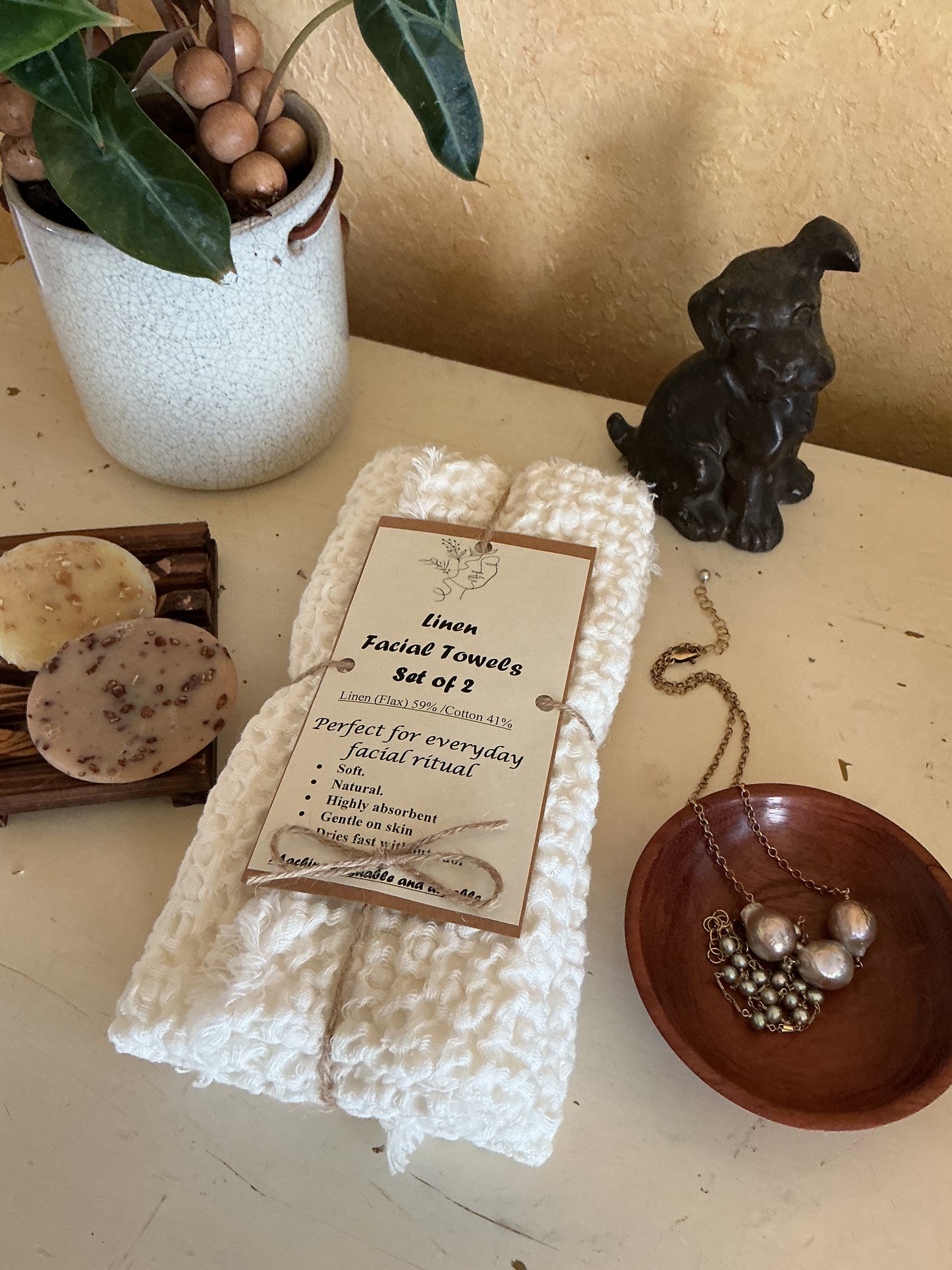 Linen Facial Towels - Set of 2