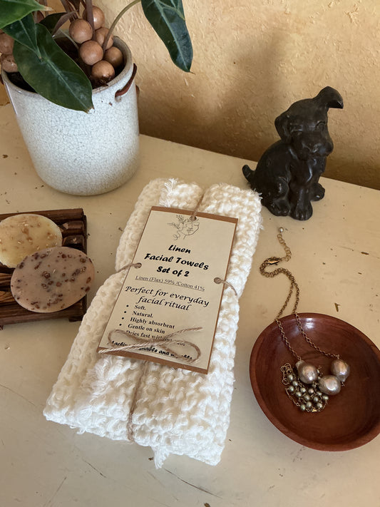 Linen Facial Towels - Set of 2