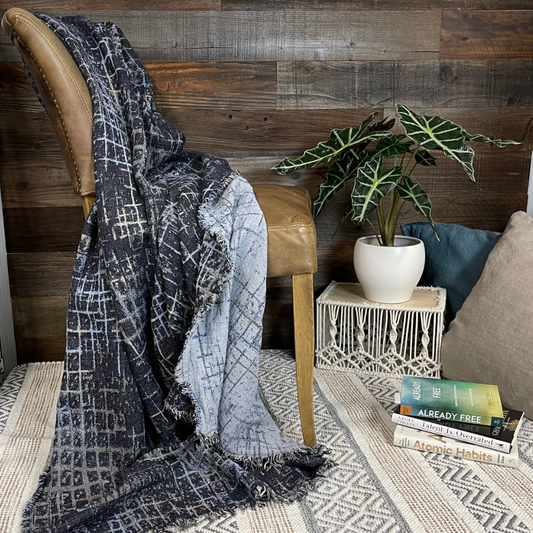 Starry Night Reversible 100% Flax Throw