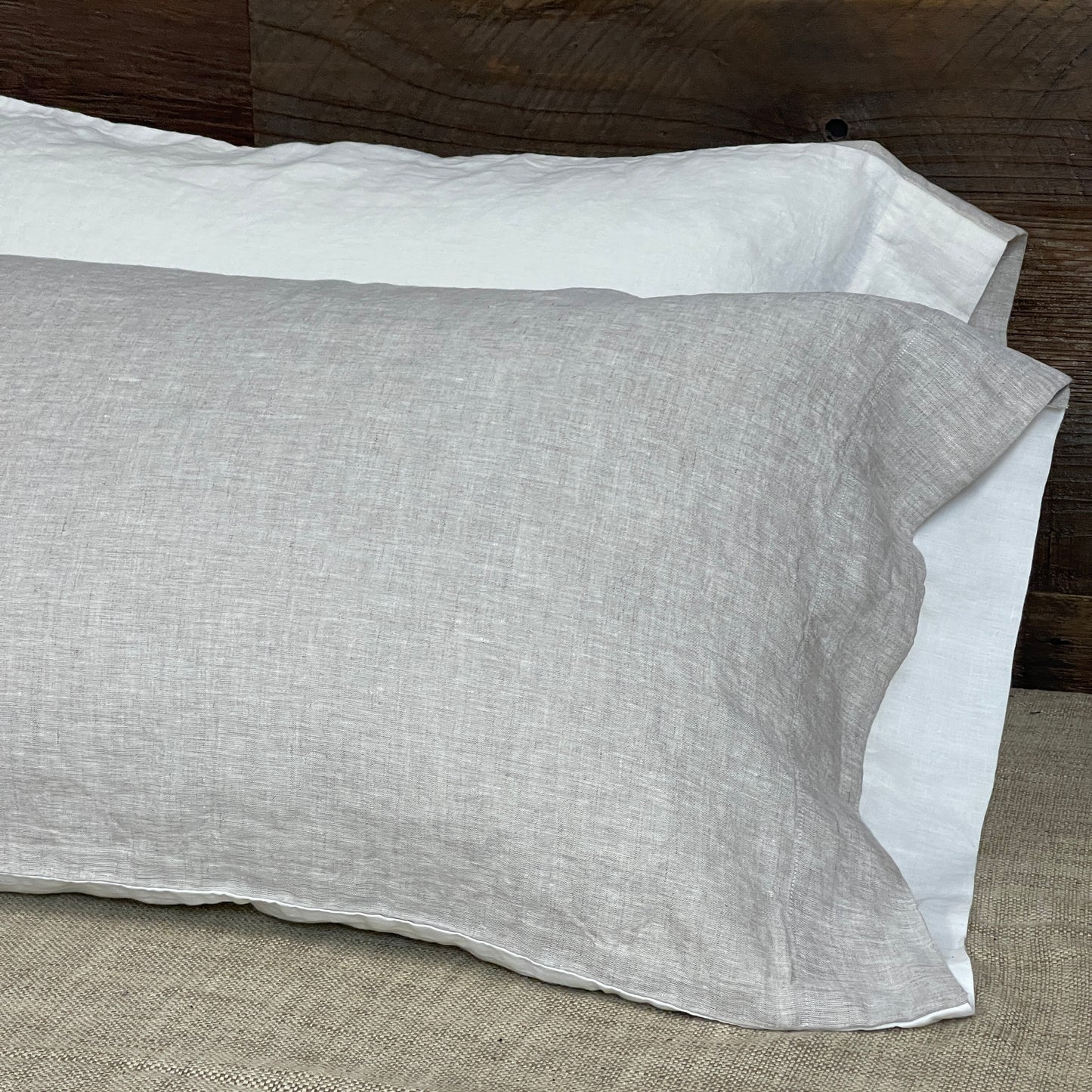 Reversible Off-white Greige Flax Pillowcase