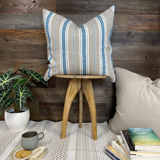 Coastal Stripe Flax Throw Pillow Cover