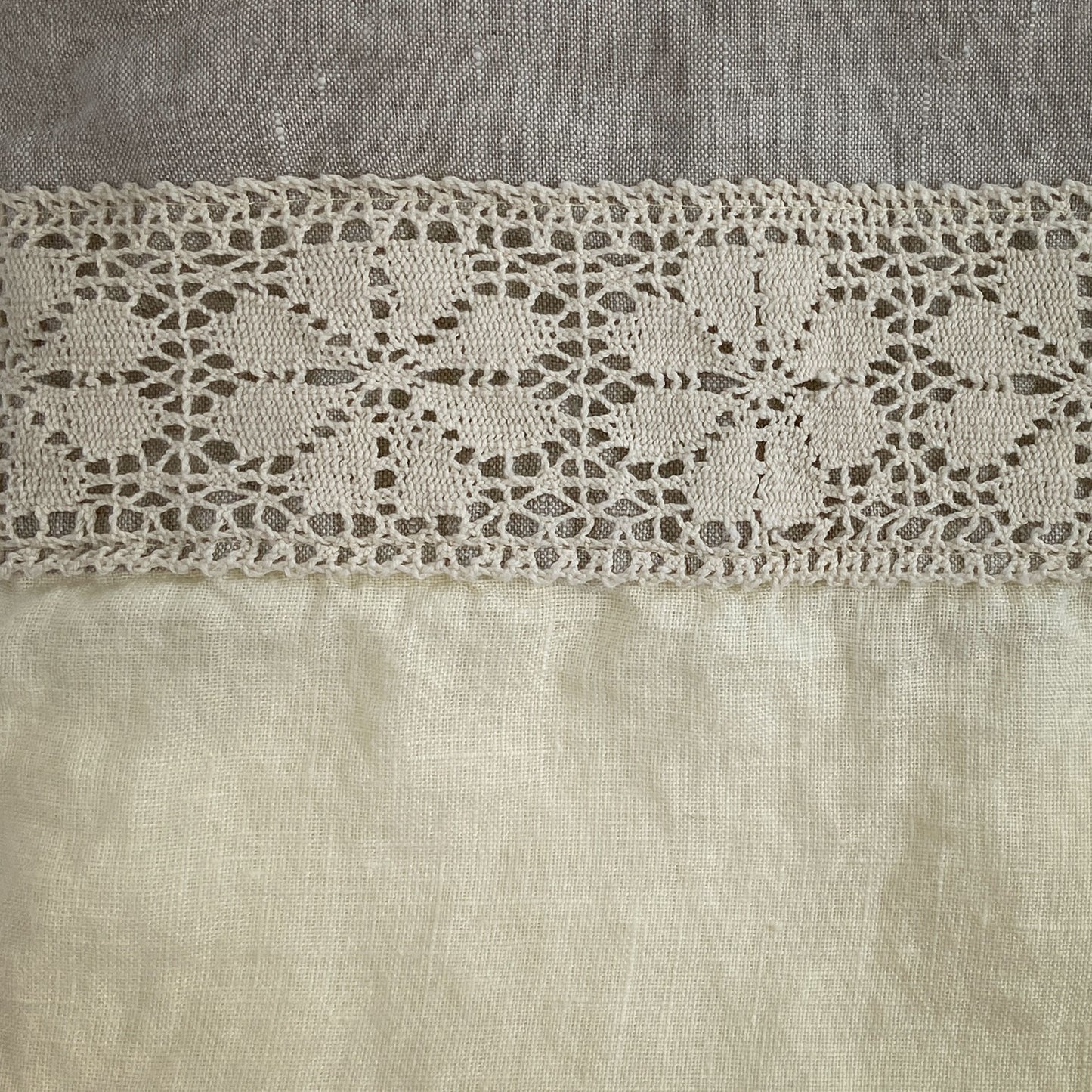 Butter Gray Flat Sheet with decorative detail and lace