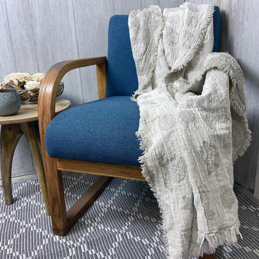 Shells Undyed Oversize Reversible 100% Flax Throw